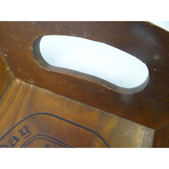 Vintage Wood Carved Serving Tray, Bible quote - Give Us This Day Our Daily Bread - Picture 3 of 7